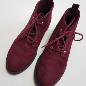 Faux Suede Lace-up Boots